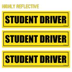Korlon 3 Pack Effective Car Bumper Decal Vinyl Stickers, Reflective Student Driver Magnetic Car Safety Caution Sign with Traffic Safety Information