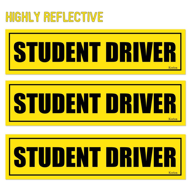 Korlon 3 Pack Effective Car Bumper Decal Vinyl Stickers, Reflective Student Driver Magnetic Car Safety Caution Sign with Traffic Safety Information - Click Image to Close